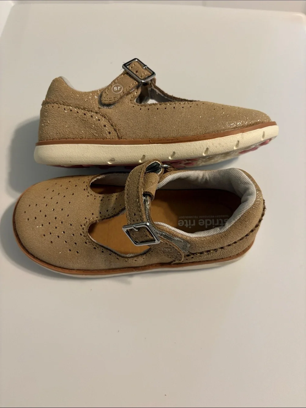 Kids Tan Stride rite shoes - Lightweight T‑Strap Comfort